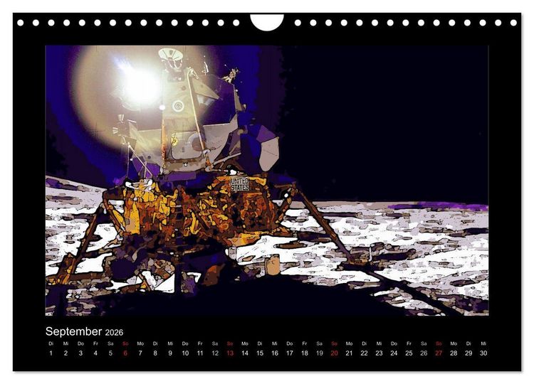 Produktbild: Landing On The Moon Like A Cartoon (Wandkalender 2026 DIN A4 quer), CALVENDO Monatskalender