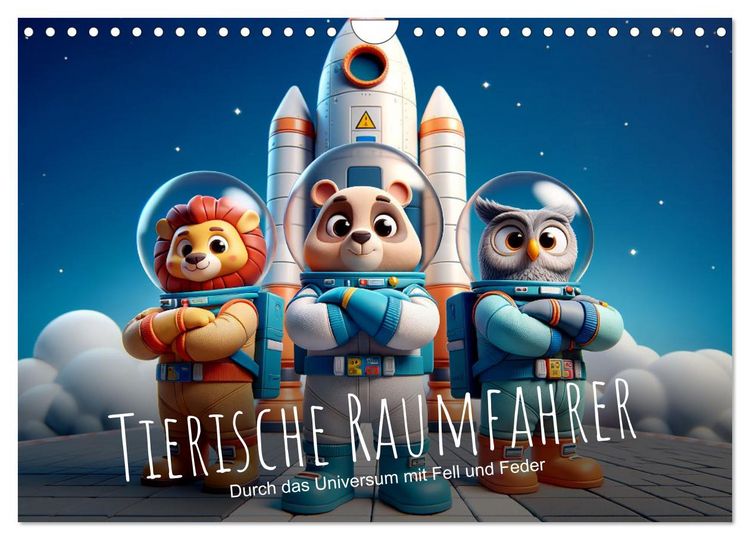 Produktbild: Tierische Raumfahrer: Durch das Universum mit Fell und Feder (Wandkalender 2026 DIN A4 quer), CALVENDO Monatskalender