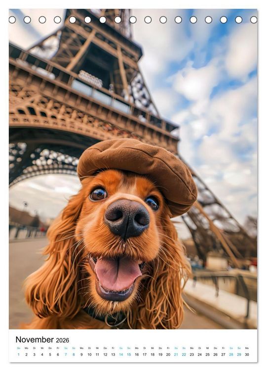 Produktbild: Cavalier King Charles Spaniel - Lustige Weltenreise im Selfie-Modus (Tischkalender 2026 DIN A5 hoch), CALVENDO Monatskalender