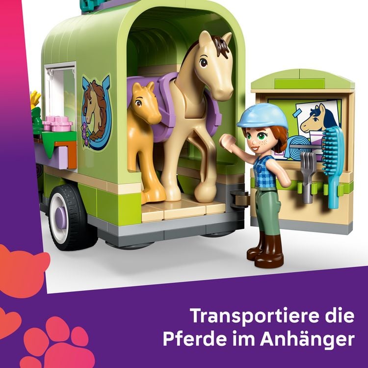 Produktbild: LEGO Friends 42695 Pferd und Fohlen mit Pferdeanh&auml;nger, Pferde Spielzeug