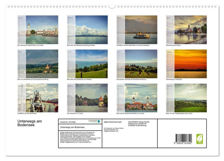 Produktbild: Unterwegs am Bodensee (hochwertiger Premium Wandkalender 2026 DIN A2 quer), Kunstdruck in Hochglanz