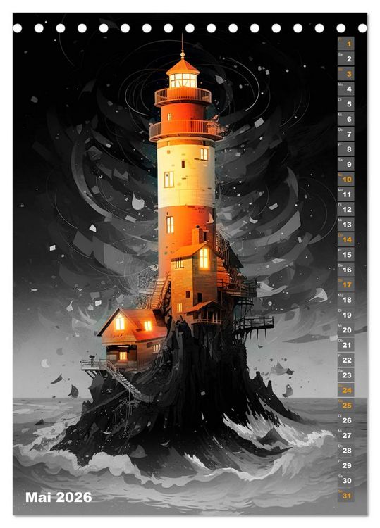 Produktbild: W&auml;chter der Meere - Surreale Architektur (Tischkalender 2026 DIN A5 hoch), CALVENDO Monatskalender