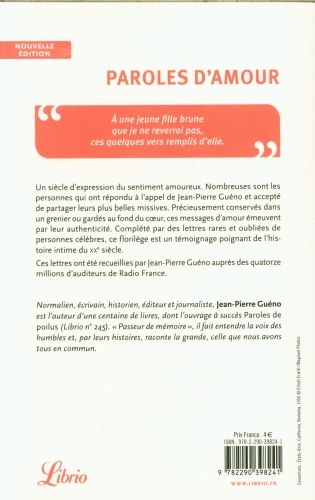 Produktbild: Paroles d'amour : un si&egrave;cle de lettres d'amour, 1905-2005