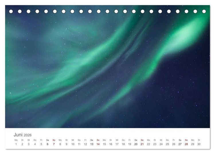 Produktbild: Nordlichter - Magische N&auml;chte in Skandinavien (Tischkalender 2026 DIN A5 quer), CALVENDO Monatskalender