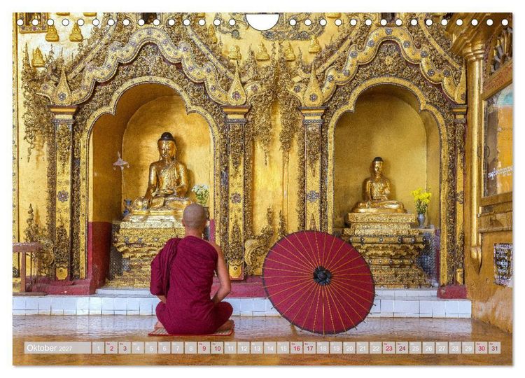 Produktbild: IM REICH DES BUDDHA - DER ROTE SCHIRM (Wandkalender 2027 DIN A4 quer), CALVENDO Monatskalender