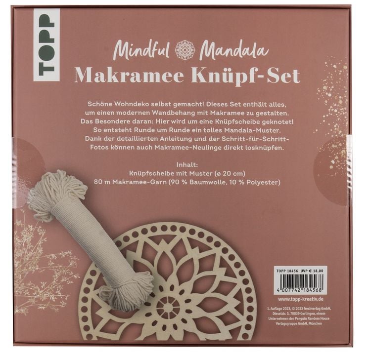 Produktbild: Mindful Mandala - Makramee-Kn&uuml;pf-Set: Wandbehang. Mit Anleitung und Material zum Selberkn&uuml;pfen