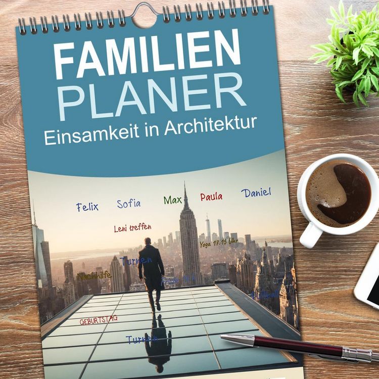 Produktbild: Familienplaner 2026 - Einsamkeit in Architektur mit 5 Spalten (Wandkalender, 21 x 45 cm) CALVENDO