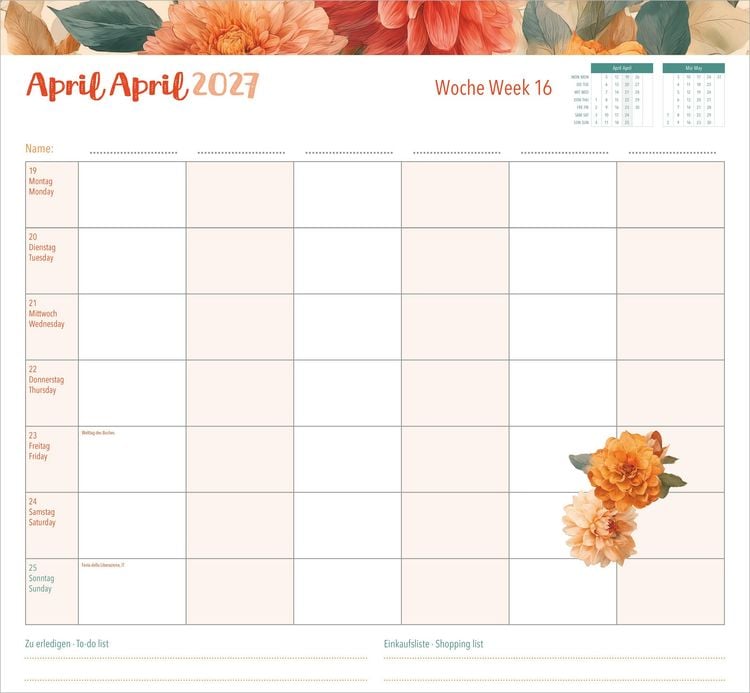 Produktbild: Familienwochenkalender Flowers 2027