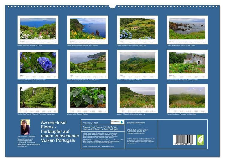 Produktbild: Azoren-Insel Flores - Farbtupfer auf einem erloschenen Vulkan Portugals (hochwertiger Premium Wandkalender 2027 DIN A2 quer), Kunstdruck in Hochglanz