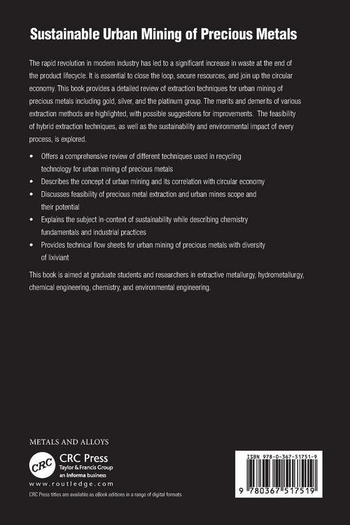 Produktbild: Sustainable Urban Mining of Precious Metals