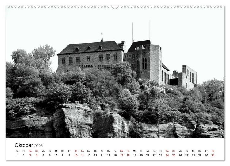 Produktbild: Burgen in schwarzwei&szlig; - Wie aus alten Zeiten (Wandkalender 2026 DIN A2 quer), CALVENDO Monatskalender