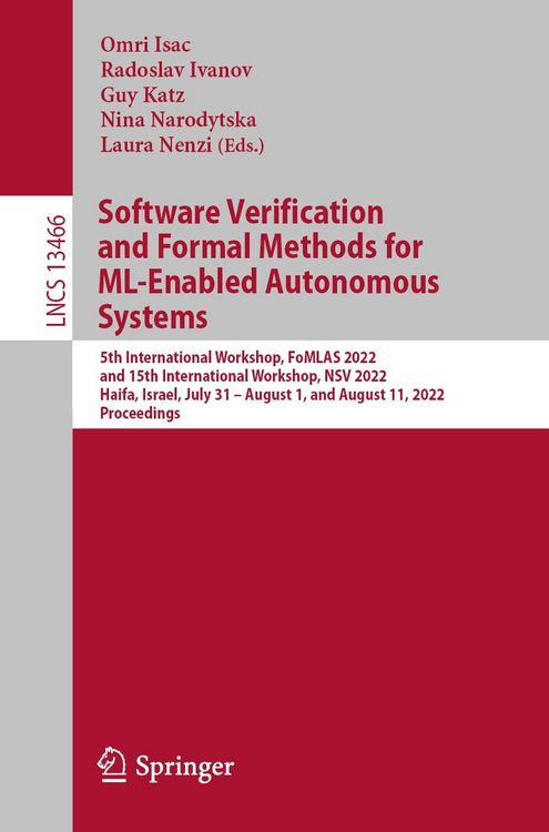 Produktbild: Software Verification and Formal Methods for ML-Enabled Autonomous Systems