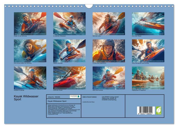 Produktbild: Kayak Wildwasser Sport (Wandkalender 2026 DIN A3 quer), CALVENDO Monatskalender