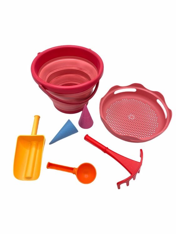 Produktbild: Schildkr&ouml;t Funsports - 7in1 Sand Toys Falteimer Set - rot