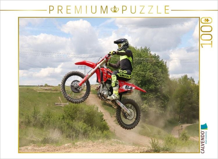 Produktbild: CALVENDO Puzzle Action-Bild von einem Motocross-Fahrer beim Sprung mit dem Motorrad | 1000 Teile Lege-Gr&ouml;&szlig;e 64x48cm Foto-Puzzle f&uuml;r gl&uuml;ckliche Stunden