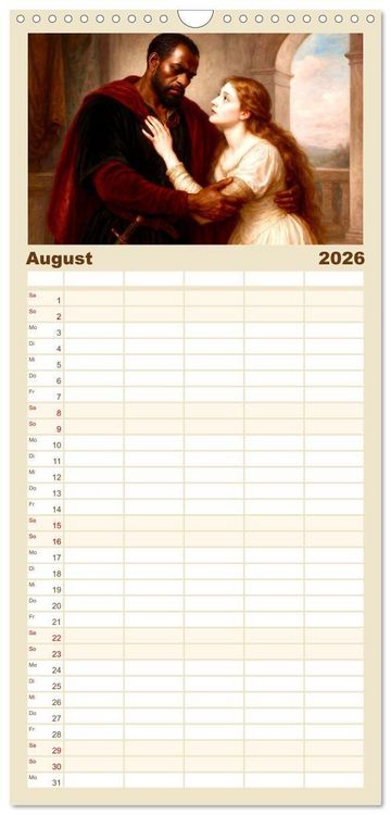 Produktbild: Familienplaner 2026 - William Shakespeare mit 5 Spalten (Wandkalender, 21 x 45 cm) CALVENDO