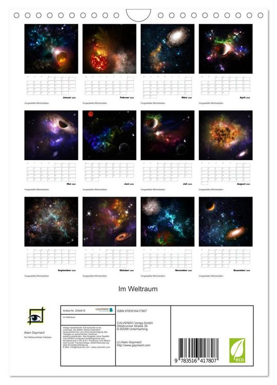 Produktbild: Im Weltraum (Wandkalender 2026 DIN A4 hoch), CALVENDO Monatskalender