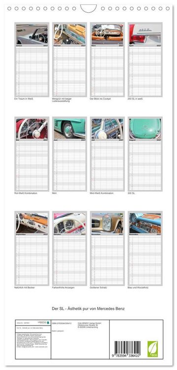 Produktbild: Familienplaner 2027 - Der SL - &Auml;sthetik pur von Mercedes Benz mit 5 Spalten (Wandkalender, 21 x 45 cm) CALVENDO