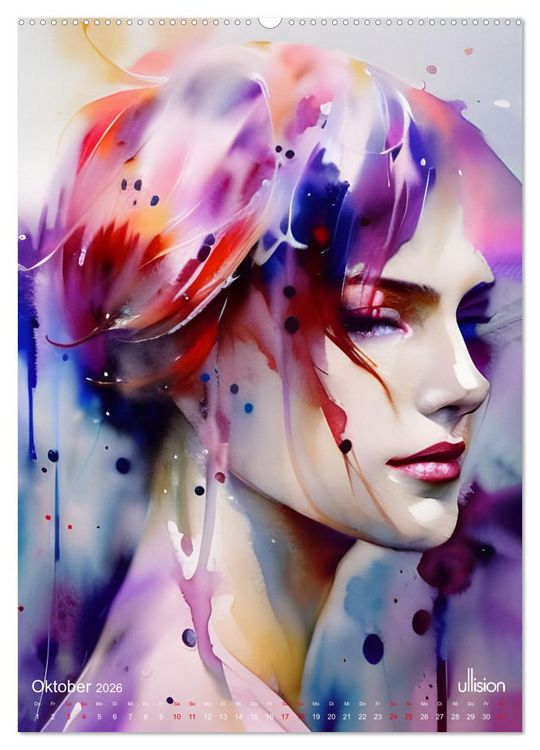 Produktbild: WILD FREI SCH&Ouml;N Aquarell-Portraits (Wandkalender 2026 DIN A2 hoch), CALVENDO Monatskalender