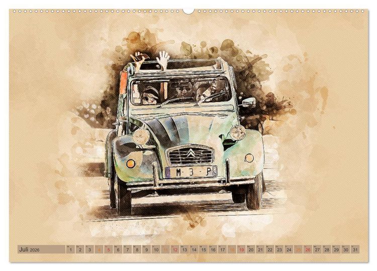 Produktbild: Die Ente, Deux Chevaux, 2CV (Wandkalender 2026 DIN A2 quer), CALVENDO Monatskalender