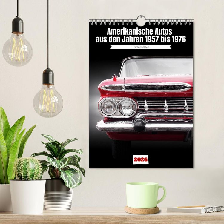 Produktbild: Amerikanische Autos aus den Jahren 1957 bis 1976 Frontansichten (Wandkalender 2026 DIN A4 hoch), CALVENDO Monatskalender