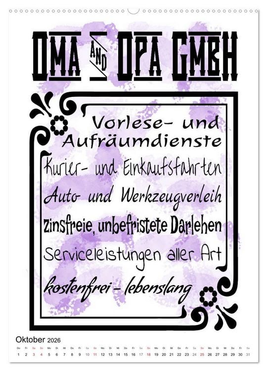 Produktbild: Oma und Opa, die Helden unserer Kindheit (Wandkalender 2026 DIN A2 hoch), CALVENDO Monatskalender