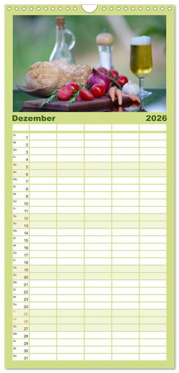 Produktbild: Familienplaner 2026 - Nat&uuml;rlich Vegan - frische gesunde K&ouml;stlichkeiten mit 5 Spalten (Wandkalender, 21 x 45 cm) CALVENDO