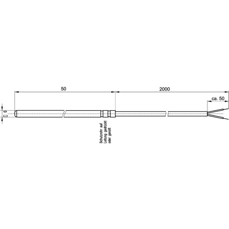 Produktbild: Enda Temperatursensor K1-PT100-S-6x50-2M-2L F&uuml;hler-Typ Pt100 Messbereich Temperatur-50 bis 200 &deg;C Kabell&auml;nge (Details) 2 m F&uuml;hlerbreite 6 mm