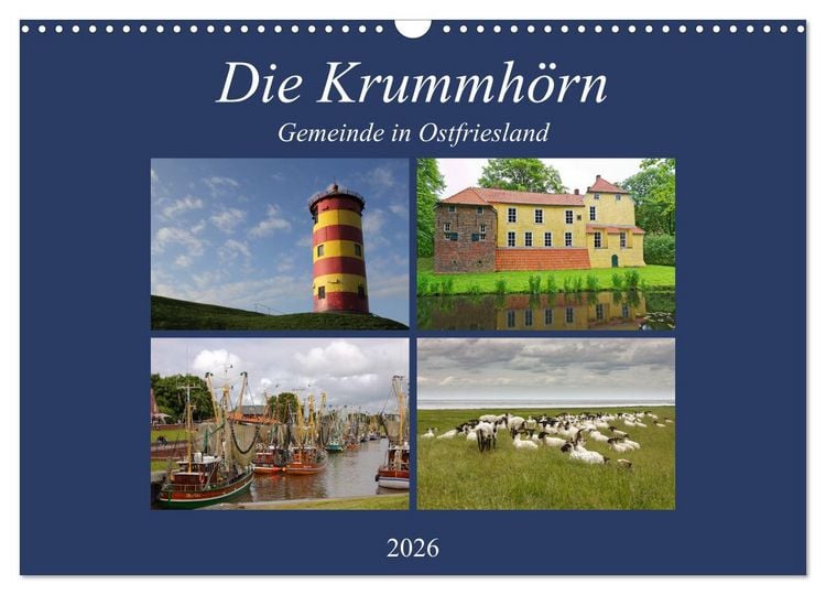 Produktbild: Die Krummh&ouml;rn Gemeinde in Ostfriesland (Wandkalender 2026 DIN A3 quer), CALVENDO Monatskalender