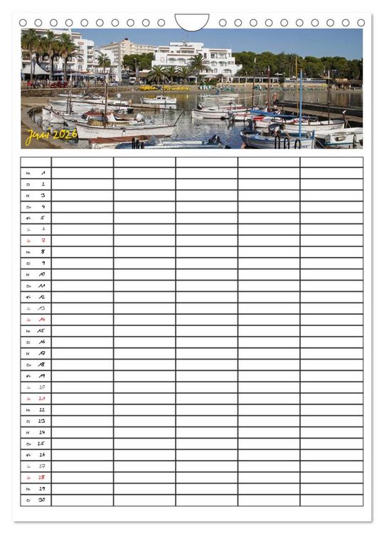 Produktbild: Ibiza / Familienplaner (Wandkalender 2026 DIN A4 hoch), CALVENDO Monatskalender