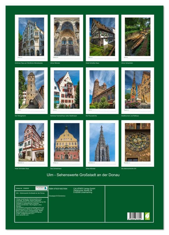 Produktbild: Ulm - Sehenswerte Gro&szlig;stadt an der Donau (Wandkalender 2026 DIN A2 hoch), CALVENDO Monatskalender