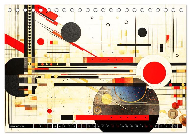 Produktbild: Vent sur l'art abstrait (Calendrier de bureau 2026 DIN A5 vertical), CALVENDO calendrier mensuel
