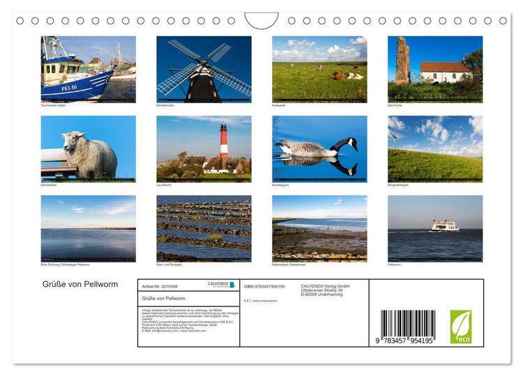 Produktbild: Gr&uuml;&szlig;e von Pellworm (Wandkalender 2026 DIN A4 quer), CALVENDO Monatskalender