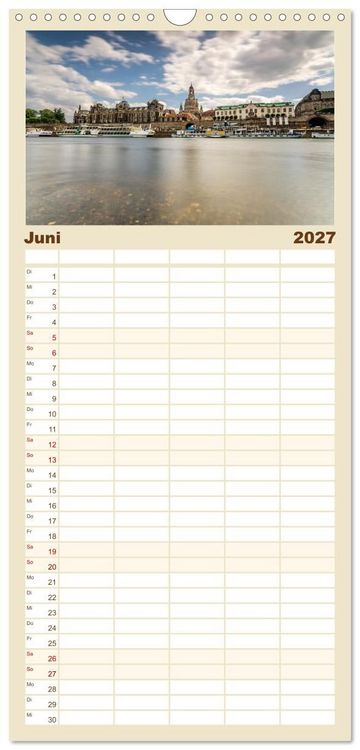 Produktbild: Familienplaner 2027 - Dresden und Elbsandsteingebirge mit 5 Spalten (Wandkalender, 21 x 45 cm) CALVENDO