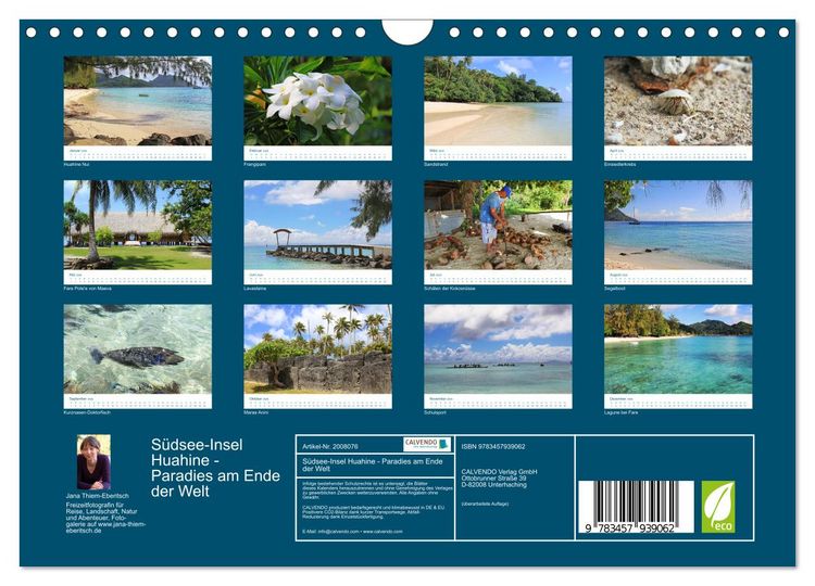 Produktbild: S&uuml;dsee-Insel Huahine - Paradies am Ende der Welt (Wandkalender 2026 DIN A4 quer), CALVENDO Monatskalender