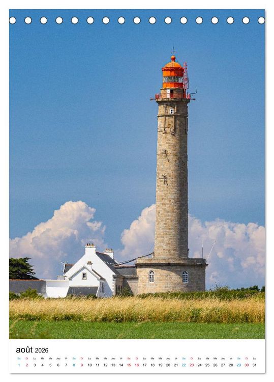 Produktbild: Phares Bretons Gardiens de la c&ocirc;te bretonne (Calendrier de bureau 2026 DIN A5 horizontal), CALVENDO calendrier mensuel