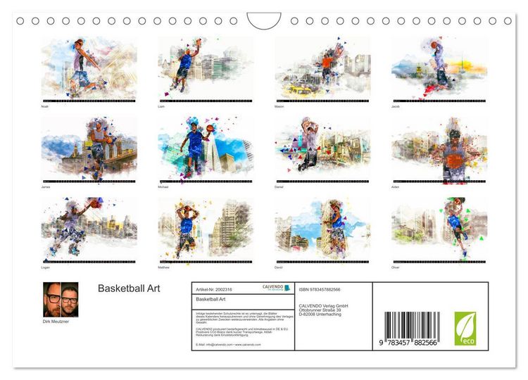Produktbild: Basketball Art (Wandkalender 2026 DIN A4 quer), CALVENDO Monatskalender