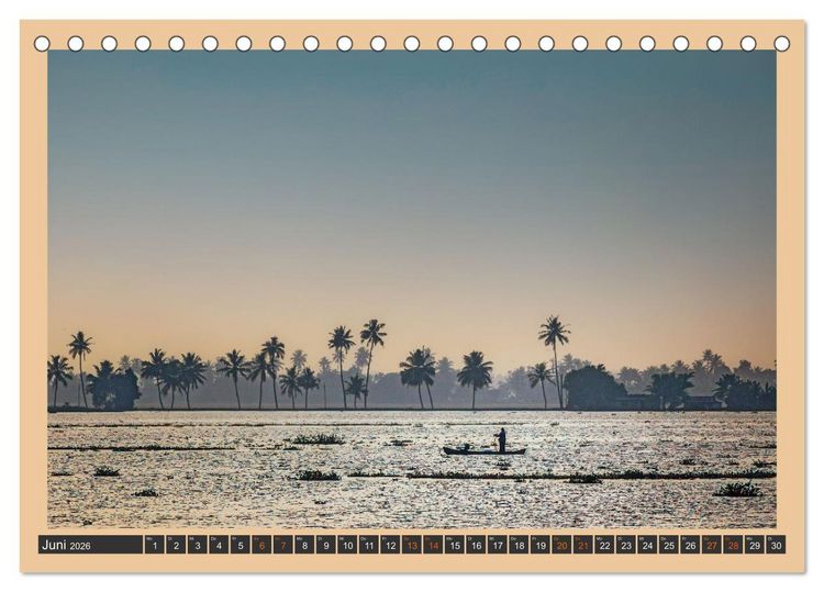 Produktbild: Kerala Backwaters - mit dem Hausboot durch die tropische Wasserwelt (Tischkalender 2026 DIN A5 quer), CALVENDO Monatskalender