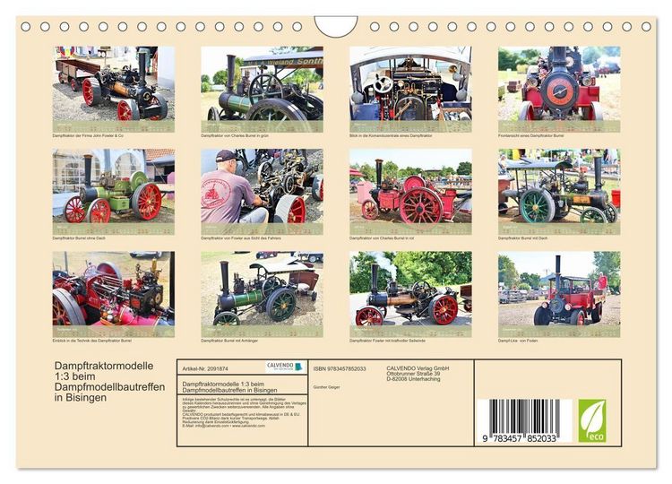 Produktbild: Dampftraktormodelle 1:3 beim Dampfmodellbautreffen in Bisingen (Wandkalender 2026 DIN A4 quer), CALVENDO Monatskalender