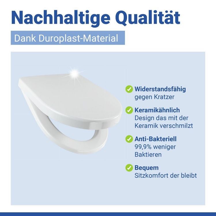 Produktbild: WC Sitz Mod. Sindia Wei&szlig;, stabiler Toilettensitz mit Absenkautomatik