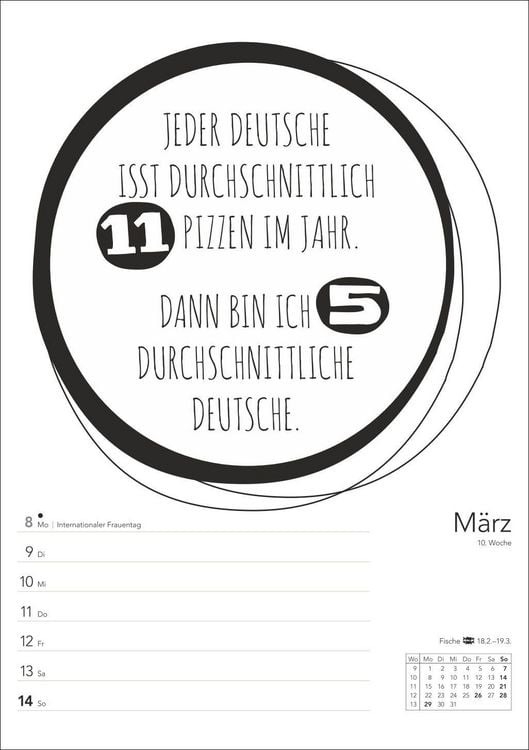 Produktbild: Typo-Spr&uuml;che-Kalender s/w Wochenplaner 2027 - mit 53 witzigen Spr&uuml;chen
