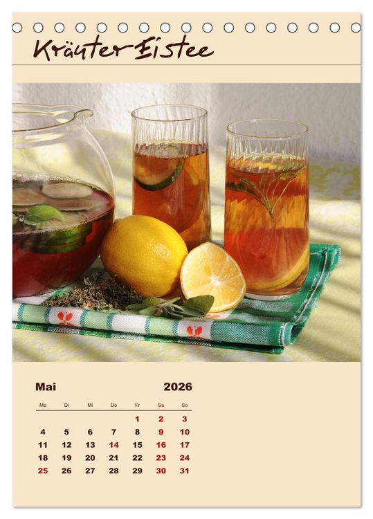 Produktbild: Erfrischender Eistee - Rezeptideen (Tischkalender 2026 DIN A5 hoch), CALVENDO Monatskalender