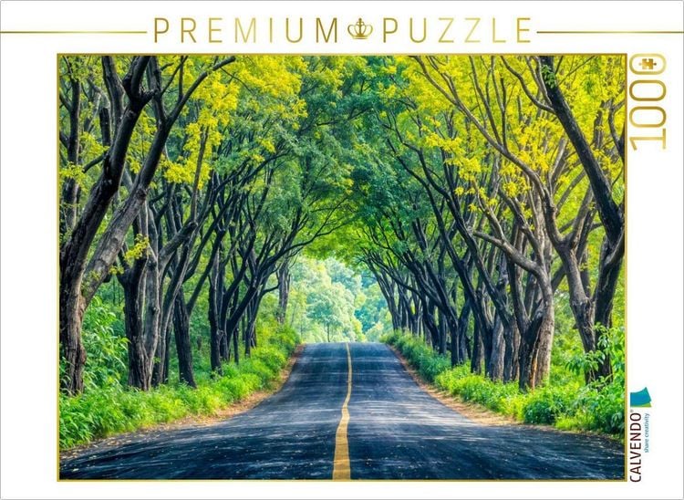 Produktbild: CALVENDO Puzzle Stra&szlig;e unter gr&uuml;nen Baumkronen | 1000 Teile Lege-Gr&ouml;&szlig;e 64x48cm Foto-Puzzle f&uuml;r gl&uuml;ckliche Stunden