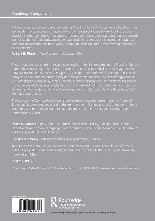 Produktbild: The Routledge Companion to the Frankfurt School