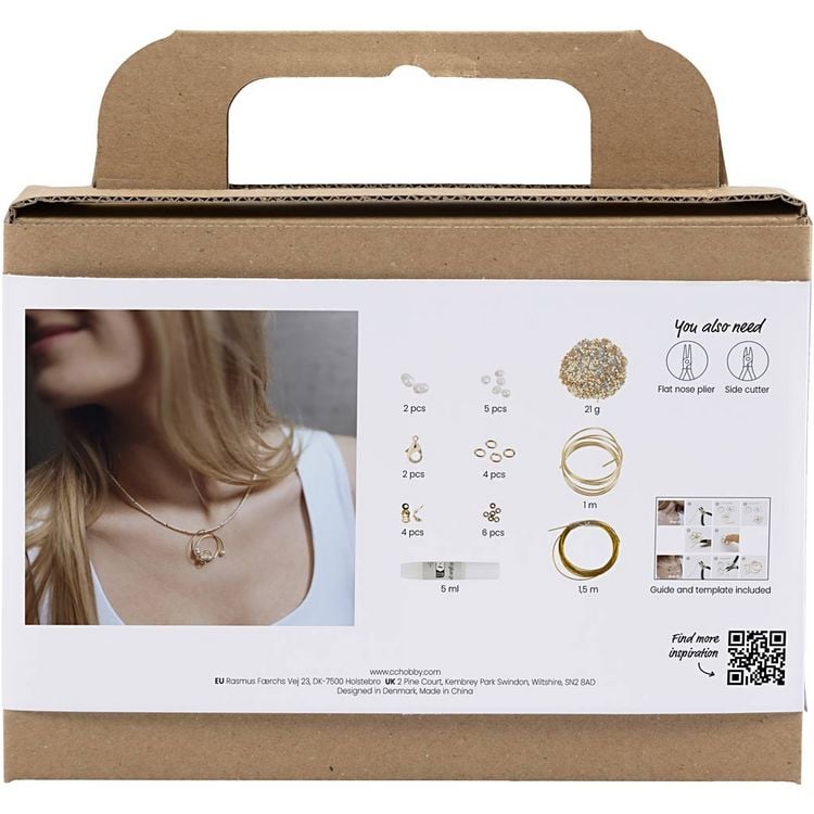 Produktbild: Creativ Company Mini Kreativ Set Schmuck, Halskette mit Drahtanh&auml;nger, Vergoldet