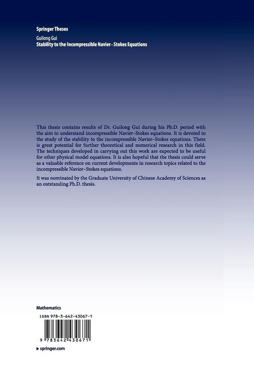 Produktbild: Stability to the Incompressible Navier-Stokes Equations
