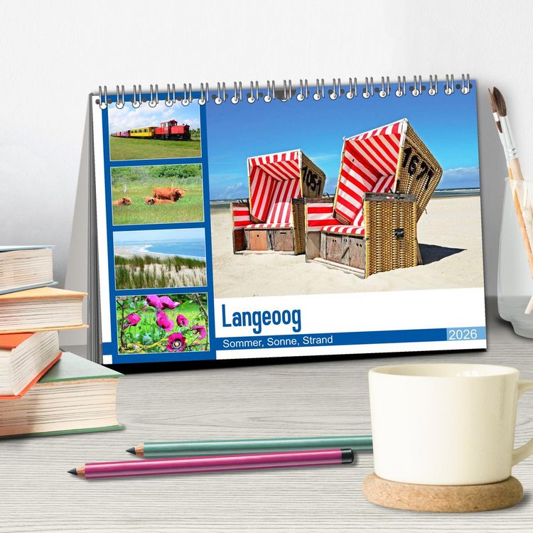 Produktbild: Langeoog - Sommer, Sonne, Strand (Tischkalender 2026 DIN A5 quer), CALVENDO Monatskalender