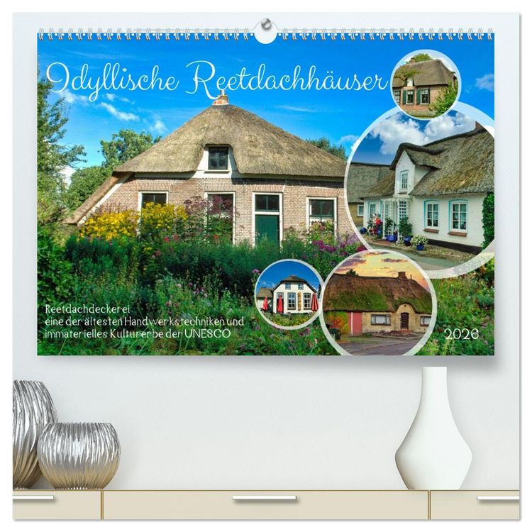 Produktbild: Idyllische Reetdachh&auml;user (hochwertiger Premium Wandkalender 2026 DIN A2 quer), Kunstdruck in Hochglanz