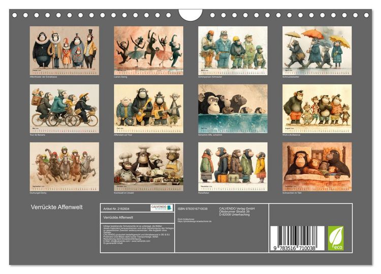 Produktbild: Verr&uuml;ckte Affenwelt (Wandkalender 2026 DIN A4 quer), CALVENDO Monatskalender