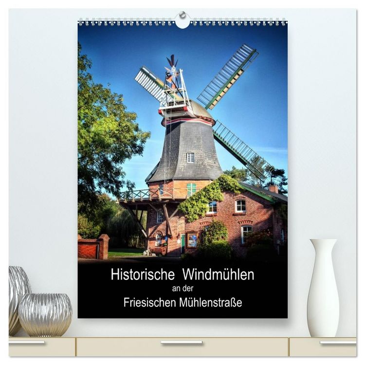 Produktbild: Historische Windm&uuml;hlen an der Friesischen M&uuml;hlenstra&szlig;e / CH-Version / Planer (hochwertiger Premium Wandkalender 2026 DIN A2 hoch), Kunstdruck in Hochglanz